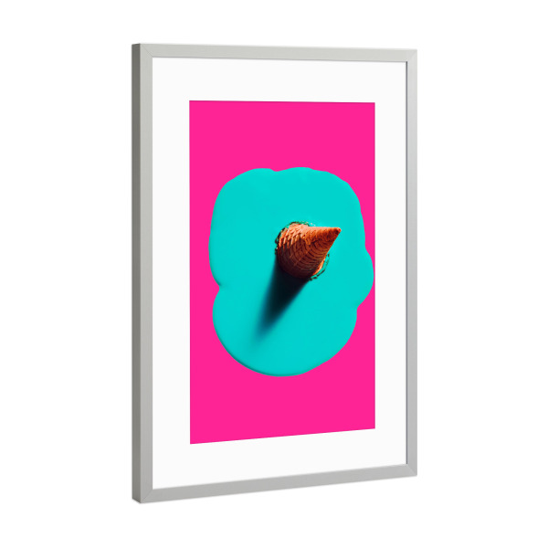 Poster mit Rahmen Silber "Ice Cream Pinocchio" artboxONE - Abstrakt,Fiktion - Märchen,Lange nase,Eis,Waffel