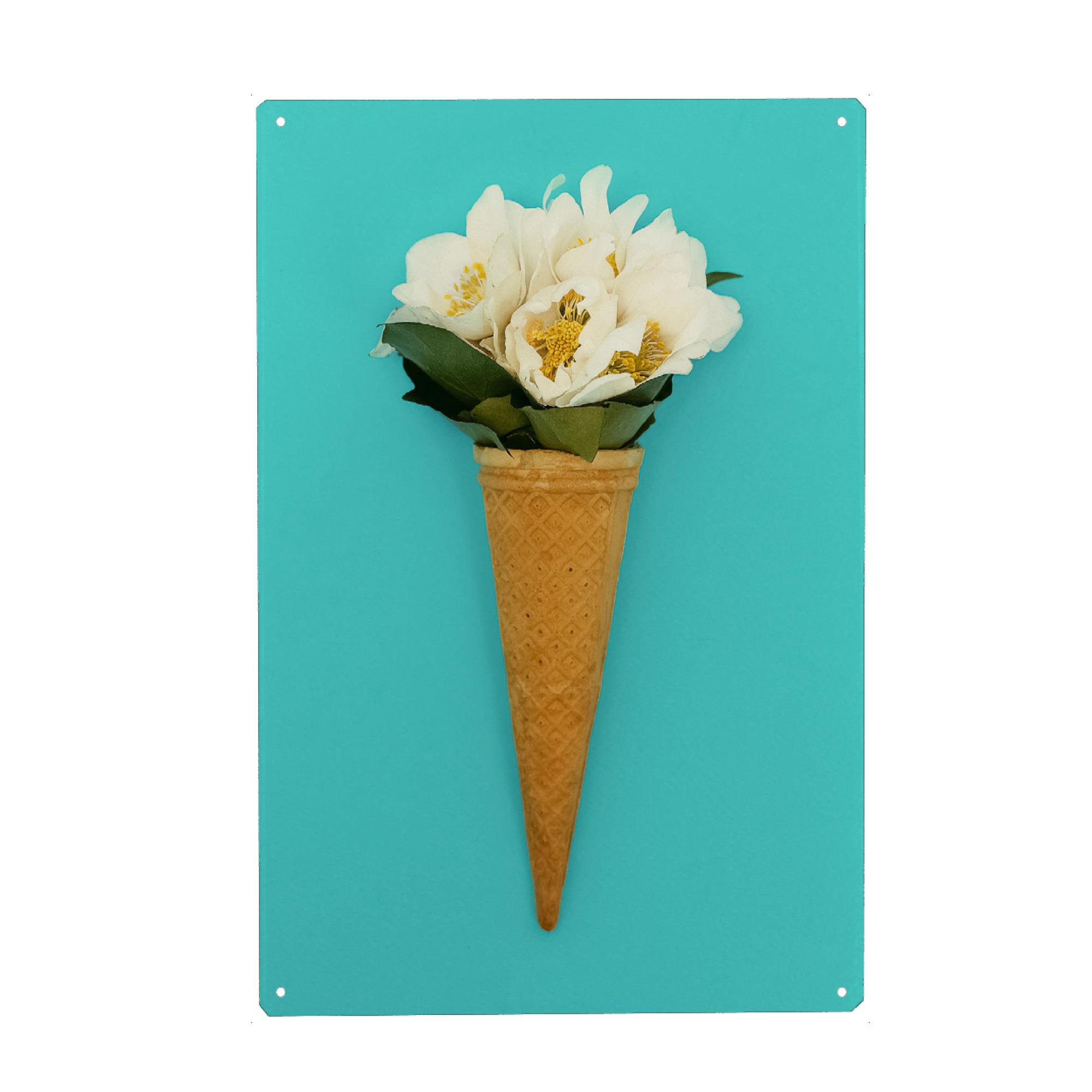 Holzbild "Ice Cream Bouquet" artboxONE - Floral,Essen & Trinken - Blumen,Eiscreme,Sommer,Urlaub,Blüte