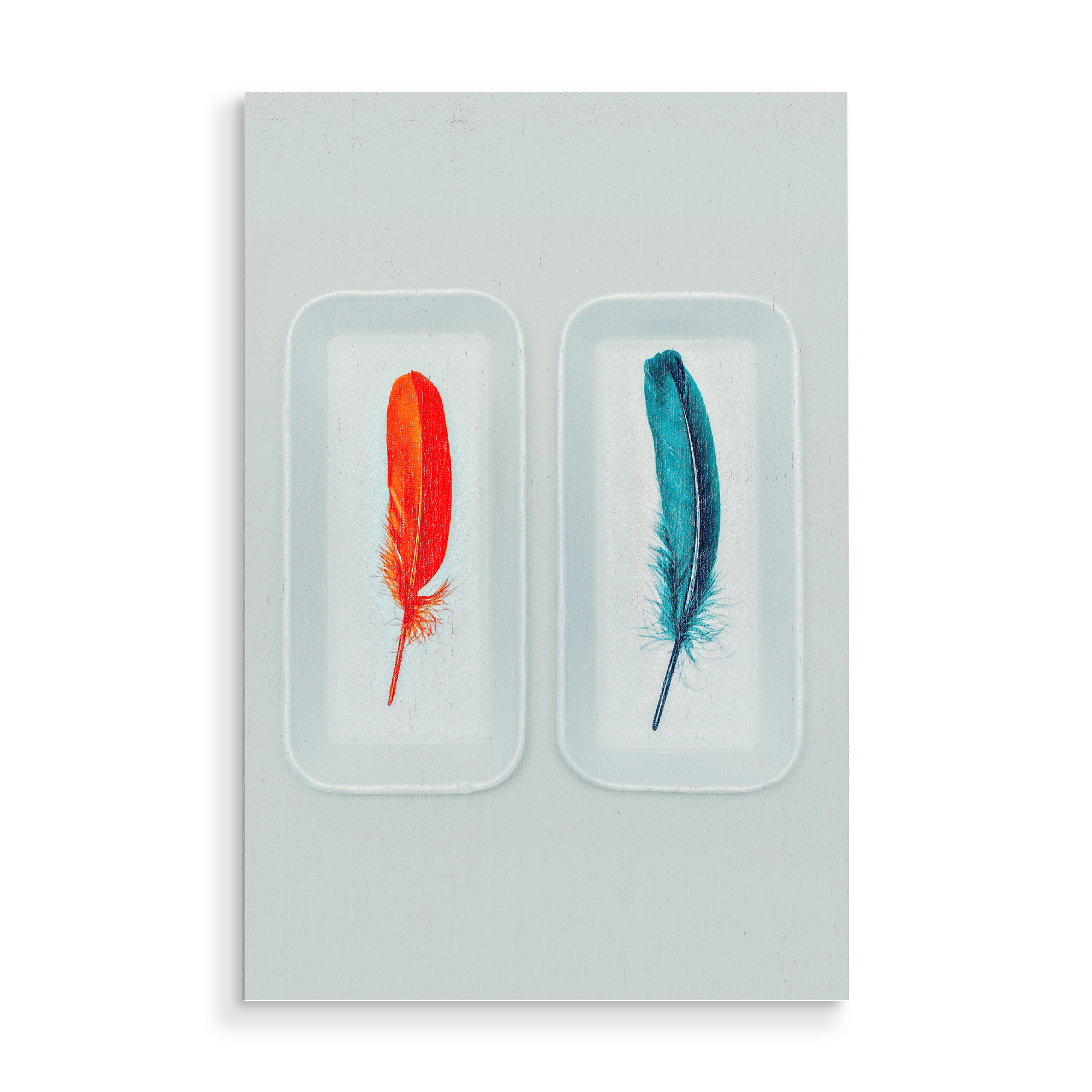 Holzbild "I miss you" artboxONE - Abstrakt - Federn