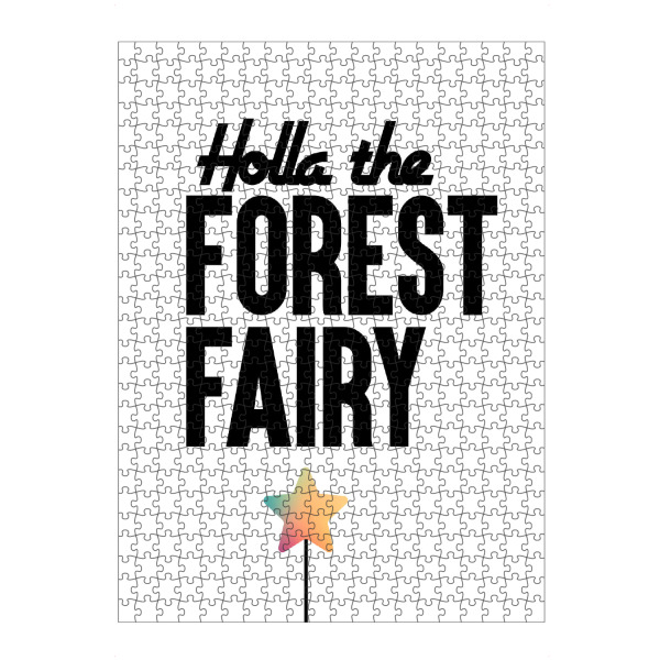 Puzzle Ravensburger "Holla The Forest Fairy" artboxONE - Typografie,Schwarzweiß - Denglisch,Waldfee,Märchen,Sprüche,Fee,Zauberstab - Bild denglisch