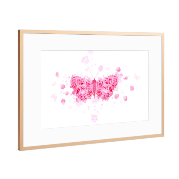 Poster mit Rahmen Kupfer "Pink Rose Butterfly" artboxONE - Tiere,Fiktion