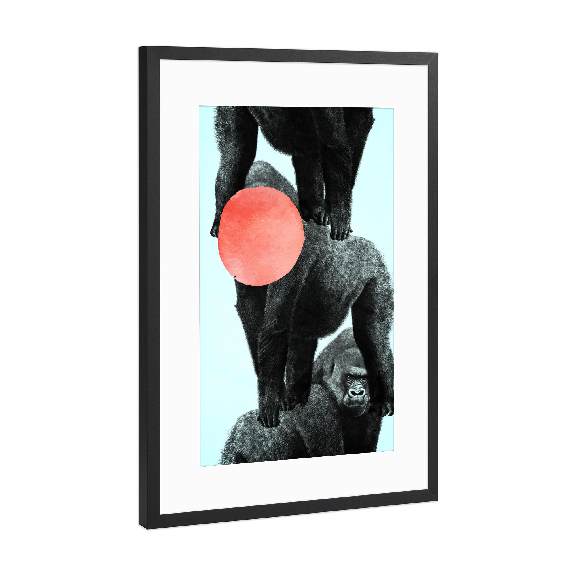 Poster mit Rahmen Schwarz (Metallic) "Gorilla Party" artboxONE - Tiere,Abstrakt,Geometrie - Affen,Mond,Zoo,Kingkong