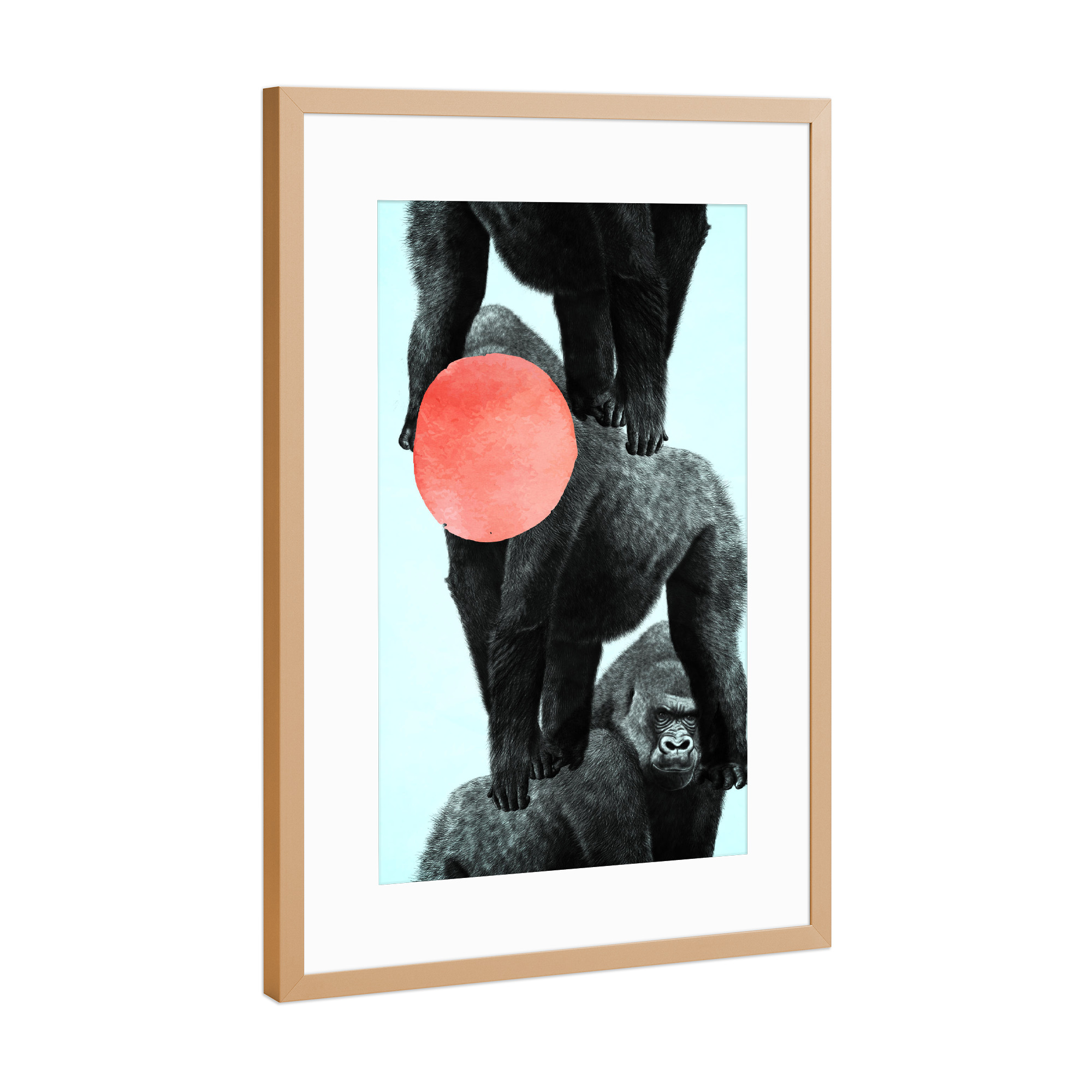 Poster mit Rahmen Kupfer "Gorilla Party" artboxONE - Tiere,Abstrakt,Geometrie - Affen,Mond,Zoo,Kingkong