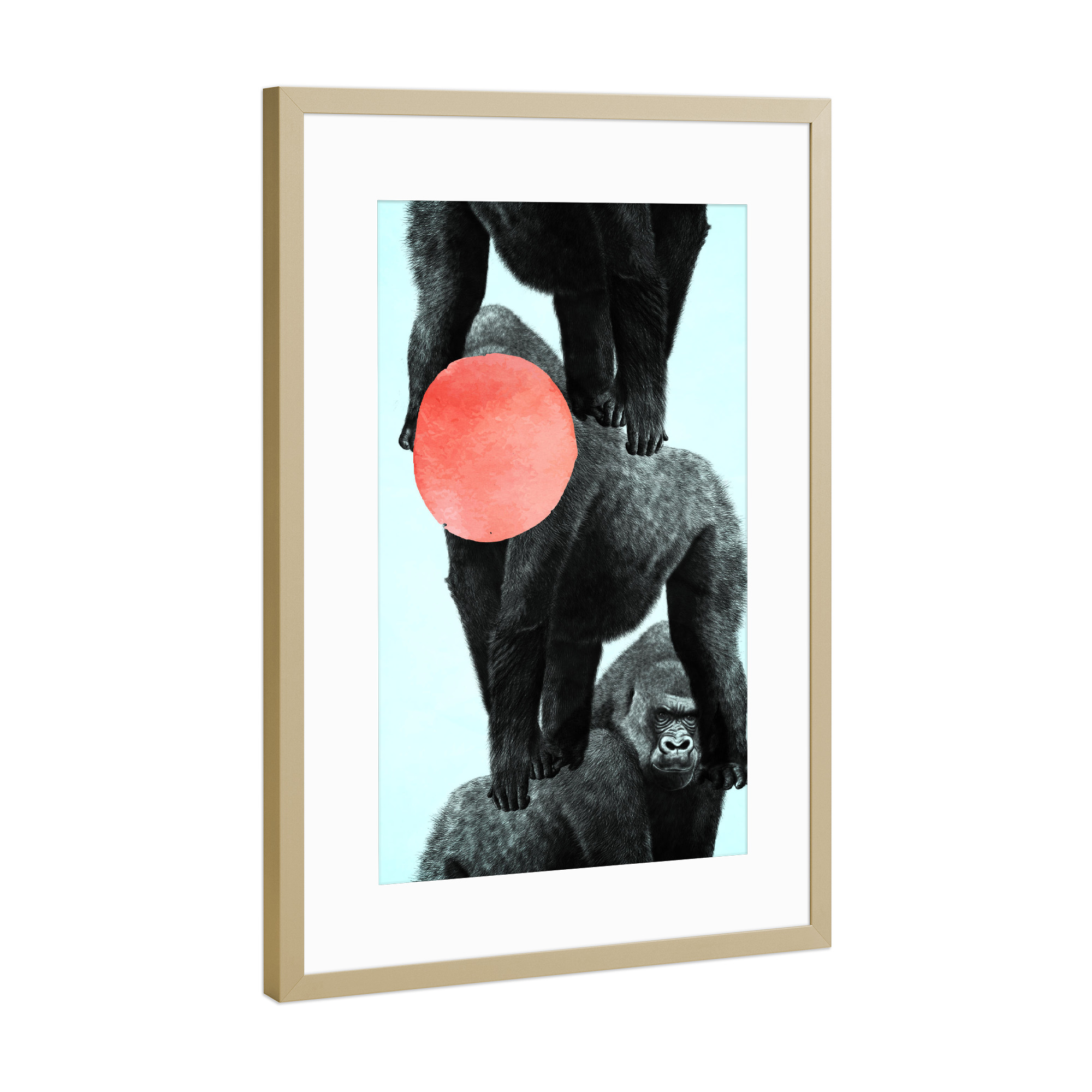Poster mit Rahmen Gold "Gorilla Party" artboxONE - Tiere,Abstrakt,Geometrie - Affen,Mond,Zoo,Kingkong