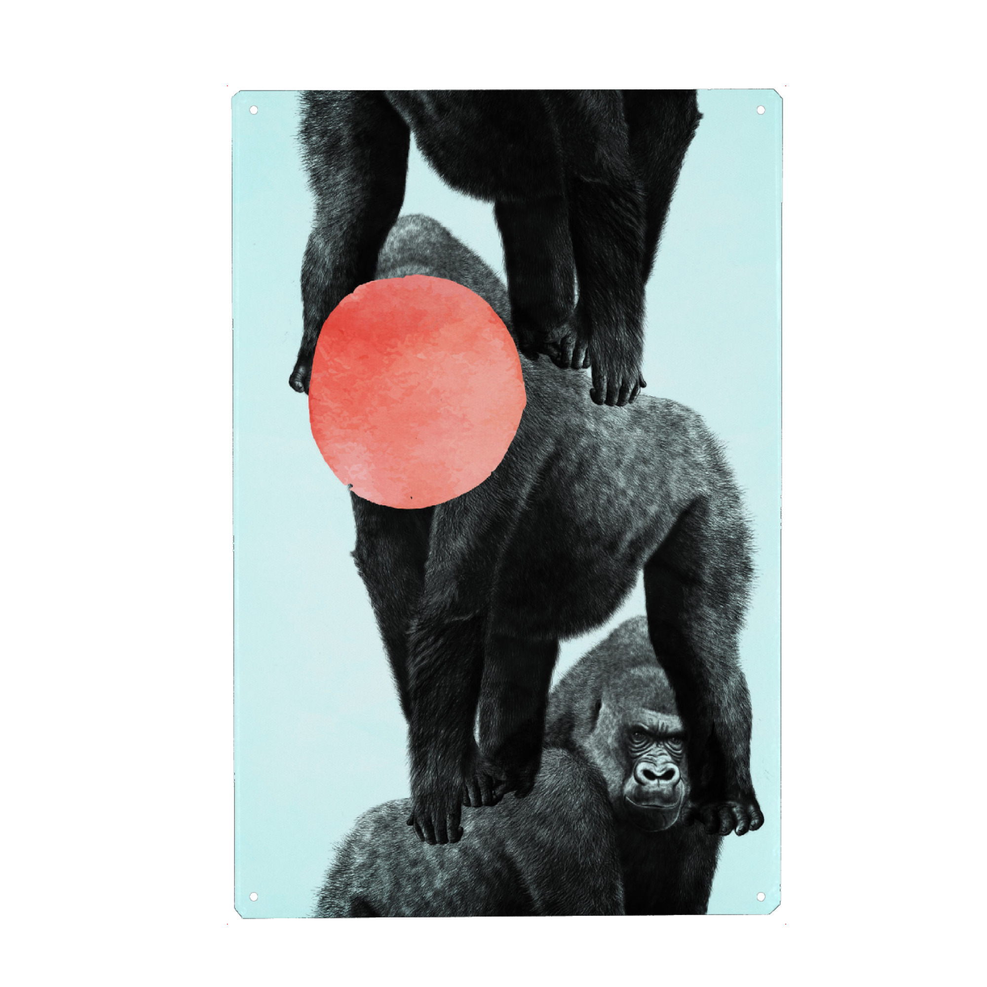 Holzbild "Gorilla Party" artboxONE - Tiere,Abstrakt,Geometrie - Affen,Mond,Zoo,Kingkong