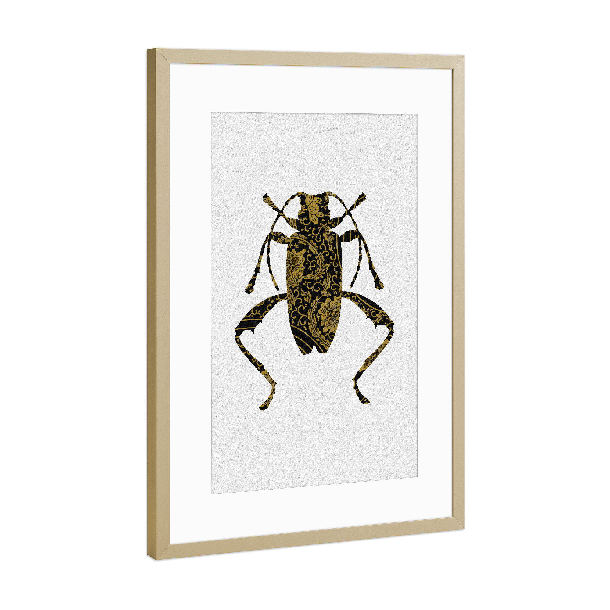 Poster mit Rahmen Gold "Gold Beetle II" artboxONE - Natur,Floral,Tiere,Abstrakt,Geometrie,Männer