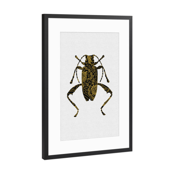 Poster mit Rahmen Schwarz (Metallic) "Gold Beetle II" artboxONE - Natur,Floral,Tiere,Abstrakt,Geometrie,Männer