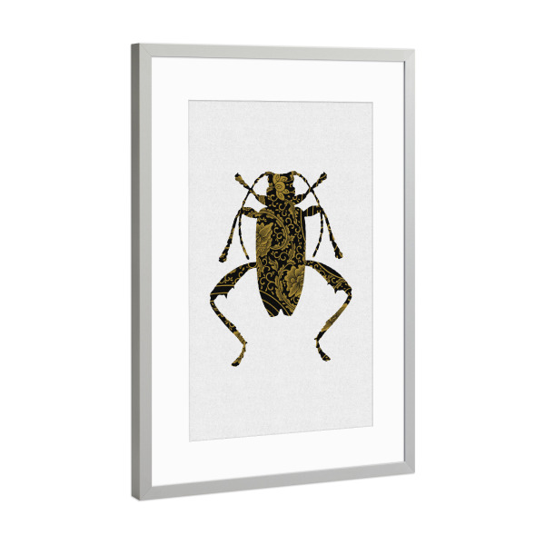 Poster mit Rahmen Silber "Gold Beetle II" artboxONE - Natur,Floral,Tiere,Abstrakt,Geometrie,Männer