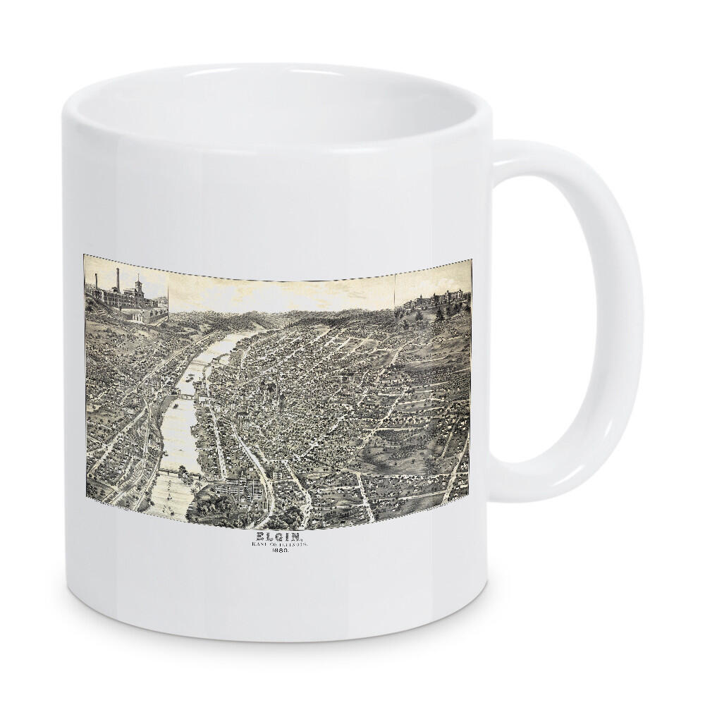 Tasse "Map Elgin, Illinois" artboxONE - Kartografie - Karte,Retro,Jahrgang,Bildlich,Alt,Farbe,Flach,Weltkarte,Reise,Elgin