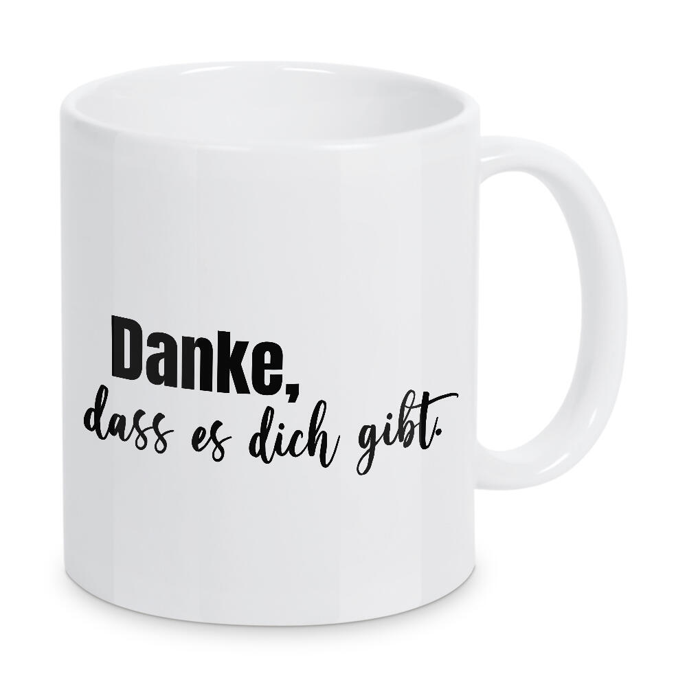Tasse "Danke s/w" artboxONE - Typografie,Liebe,Für Mama - Danke,Typo,Typografie,Schwarzweiß,Liebe,Minimalistisch,Mama,Muttertag,Handschrift