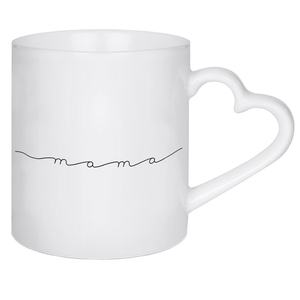 Herztasse "Mama Minimalistic" artboxONE - Typografie,Liebe,Für Mama - Minimalistisch,Typo,Typografie,Mama,Muttertag,Mutter,Liebe,Handschrift