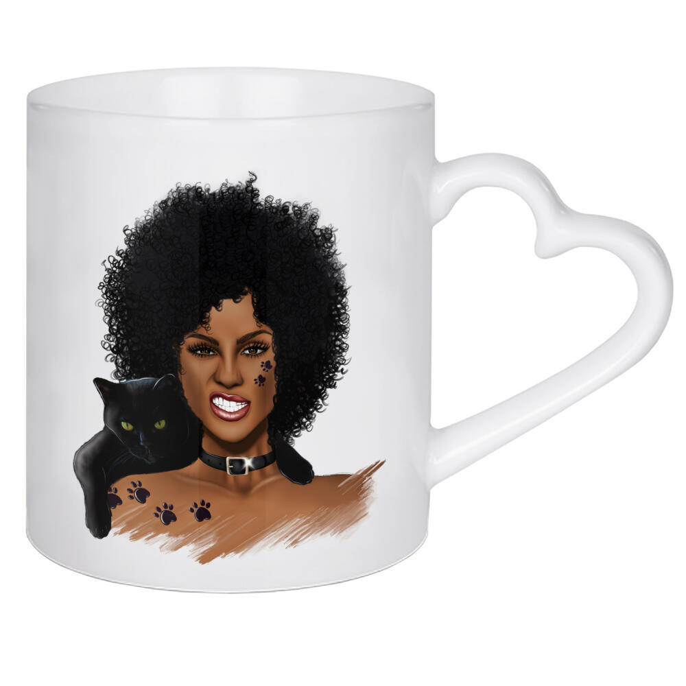 Herztasse "Mädchen mit schwarzer Katze" artboxONE - Tiere,Liebe,Fashion,Für Mama