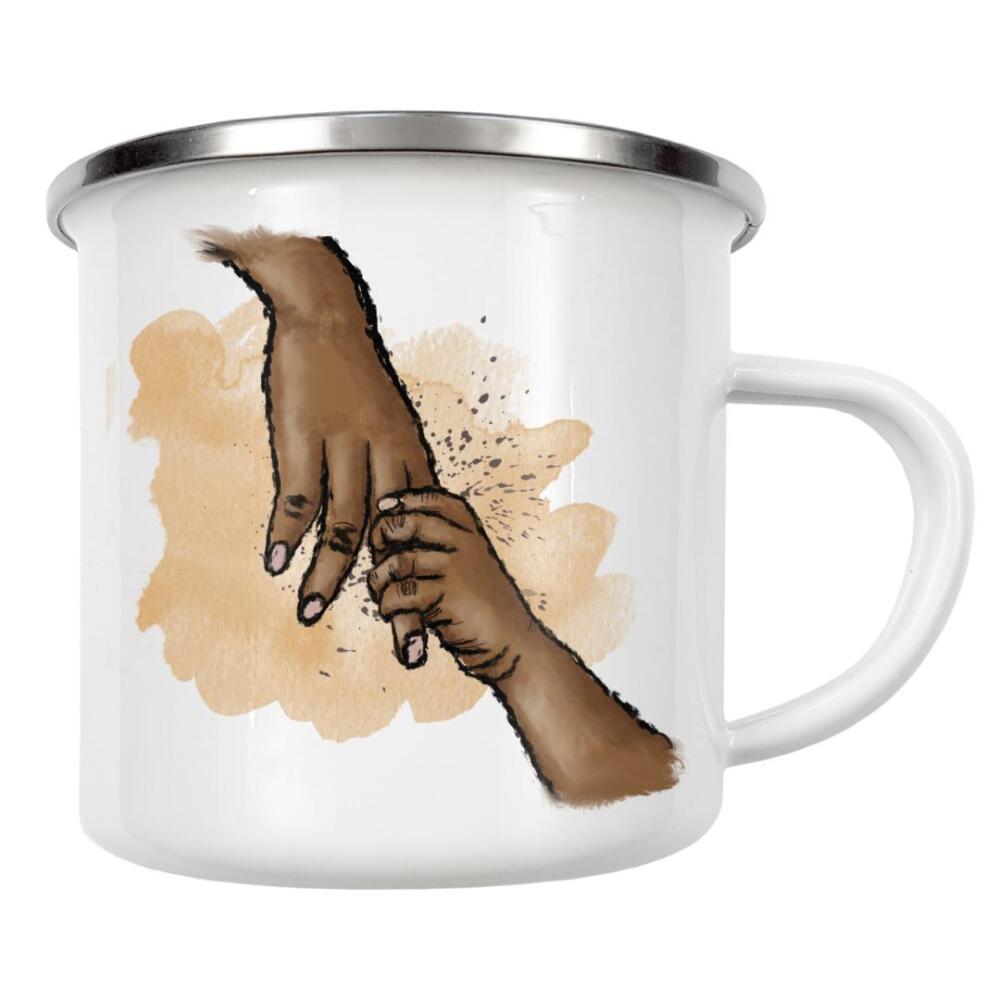 Emaille Tasse "Hände halten" artboxONE - Für Kinder,Menschen,Liebe,Für Mama,Für Papa