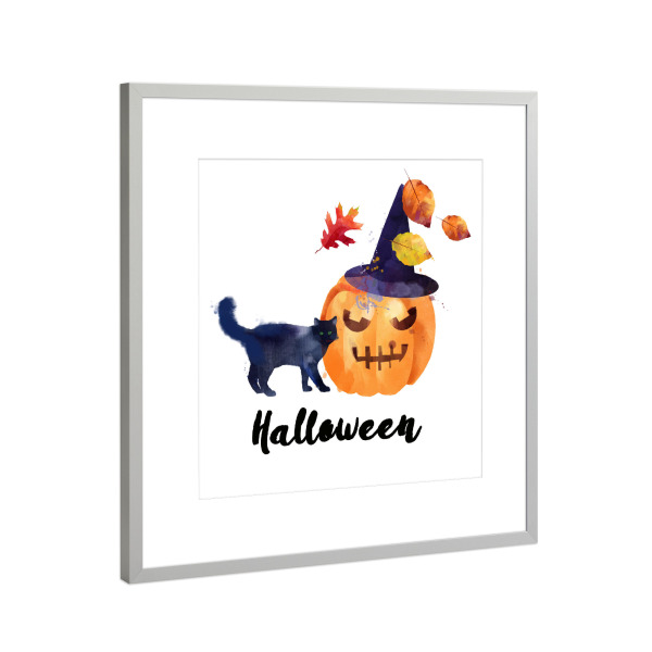 Poster mit Rahmen Silber "Halloween" artboxONE - Halloween - Halloween,Katze,Herbst,Oktober