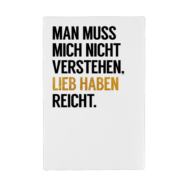 Holzbild "Lieb haben reicht" artboxONE - Typografie,Schwarzweiß