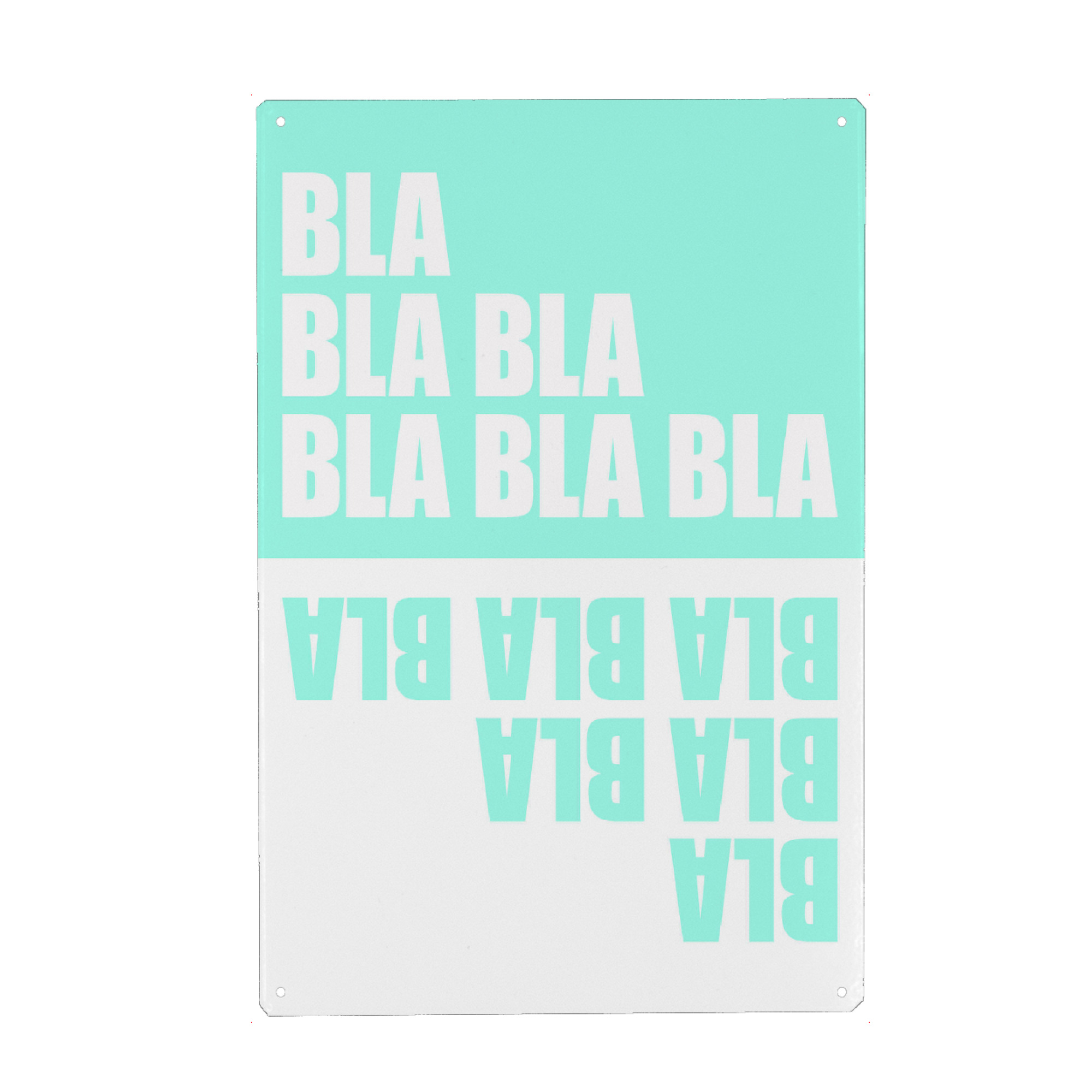 Holzbild "Bla Bla Bla" artboxONE - Typografie - Mint,Spruch,Lustig,Kubistika,Draschoff,Abstrakt,Beliebt,Positiv,Motivation,Typografie