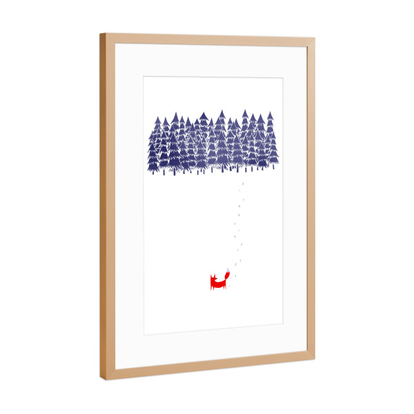 Poster mit Rahmen Kupfer "Alone in the forest" artboxONE - Natur,Tiere - Wald,Fuchs,Bäume,Bäume,Fuchs,Wald