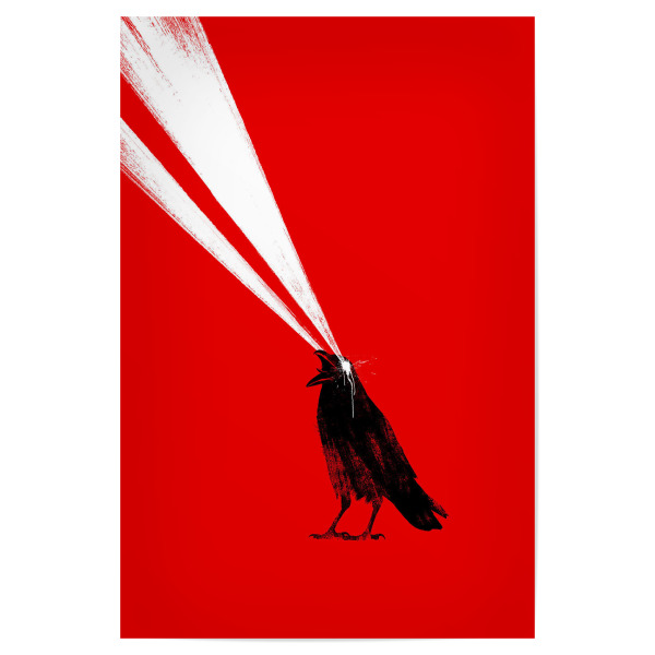 Poster "Laser crow" artboxONE - Natur,Tiere - Crow,Laser,Scream,Red,Bird