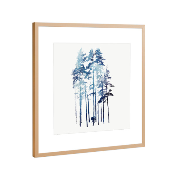 Poster mit Rahmen Kupfer "Winter wolf" artboxONE - Natur,Tiere - Wolf,Forest,Trees,Bäume,Wald