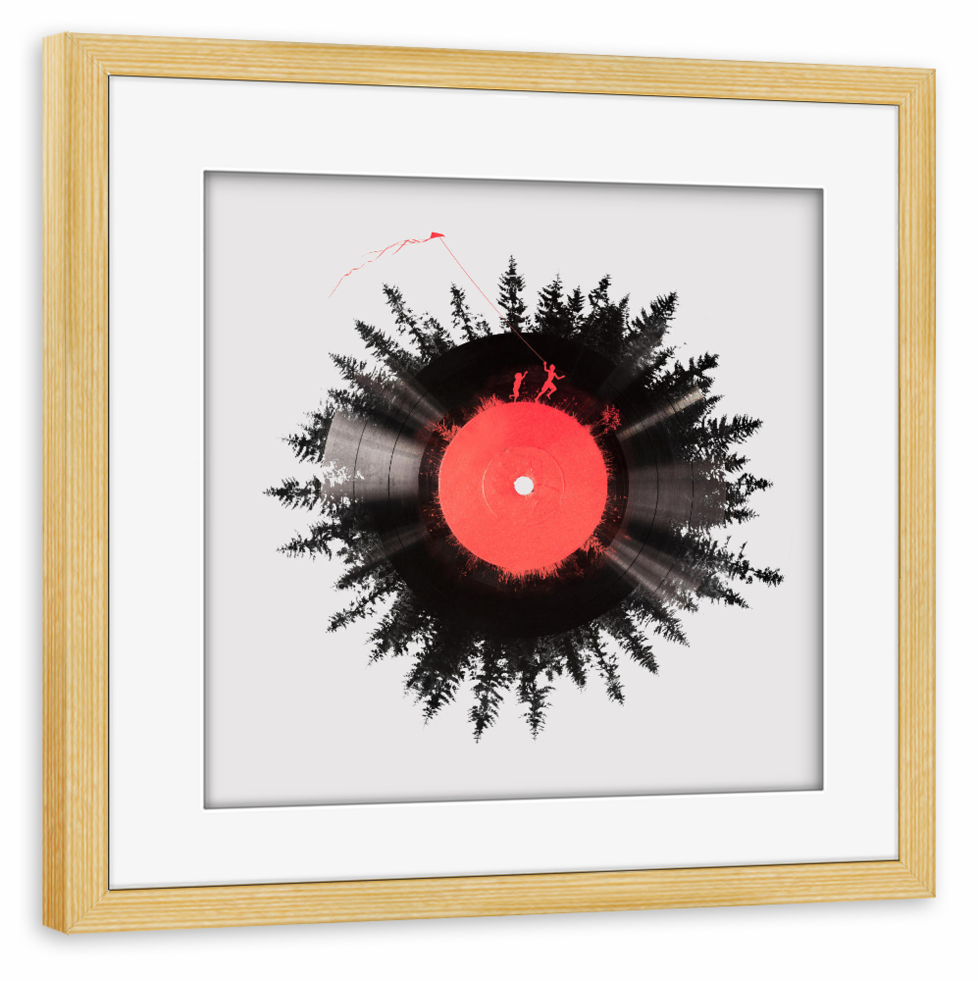 Poster mit Rahmen kiefer "Vinyl of my life" artboxONE - Natur,Tiere,Musik - Vinyl,Wald,Wald,Schallplatte