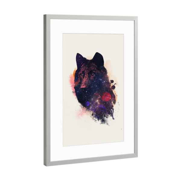 Poster mit Rahmen Silber "Universal wolf" artboxONE - Natur,Tiere - Universe,Wolf,Universum,Planets,Planeten