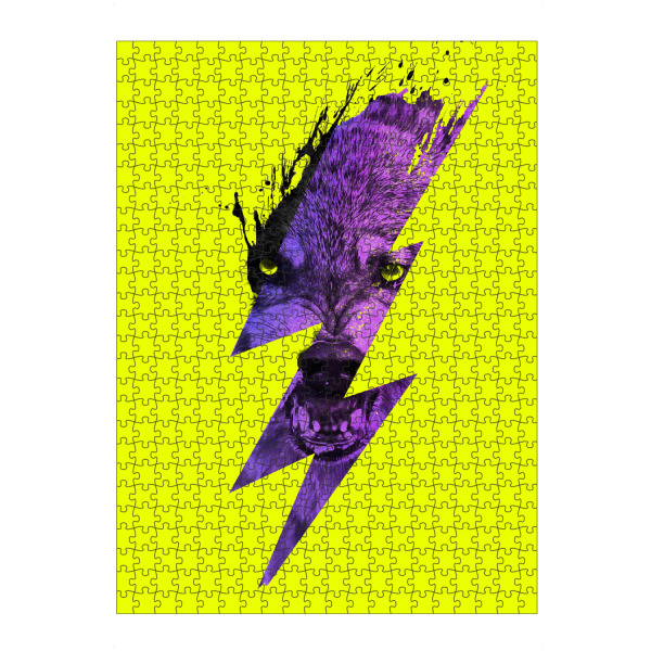 artboxONE Puzzle "Thunderwolf" artboxONE - Natur,Tiere - Wolf,Streik,Blitz,Pop art,Gelb,Lila - Bild Wolf