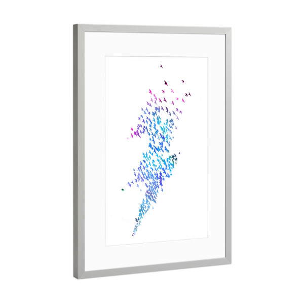 Poster mit Rahmen Silber "Thunderbirds" artboxONE - Natur,Tiere - Vögel,Vögel,Donner,Streik,Blitz,Rosa,Blau,Blau,Natur