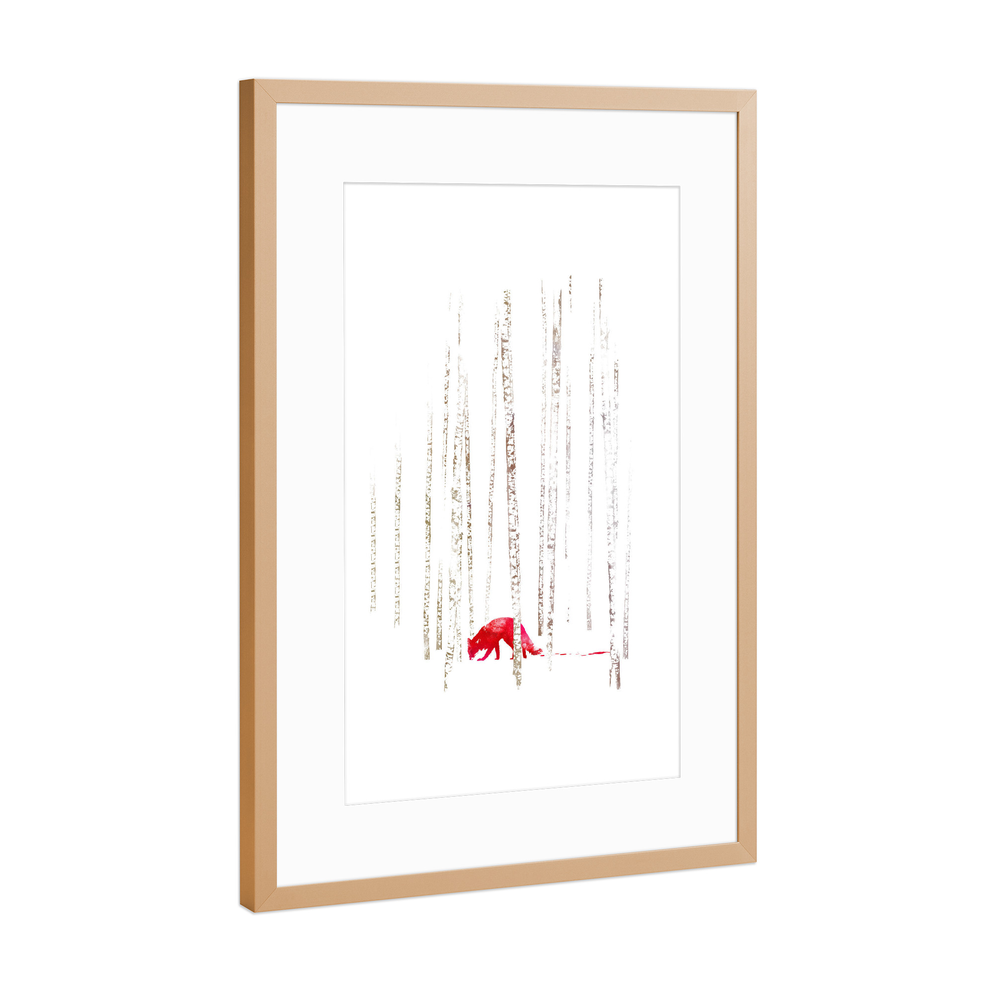 Poster mit Rahmen Kupfer "There's nowhere to run" artboxONE - Natur,Tiere - Wald,Fuchs,Bäume,Bäume,Allein,Allein,Fuchs