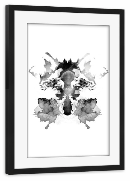 Poster mit Rahmen schwarz "Rorschach" artboxONE - Natur,Tiere,Schwarzweiß - Fuchs,Fuchs,Wald,Wald,Natur,Schwarzweiß