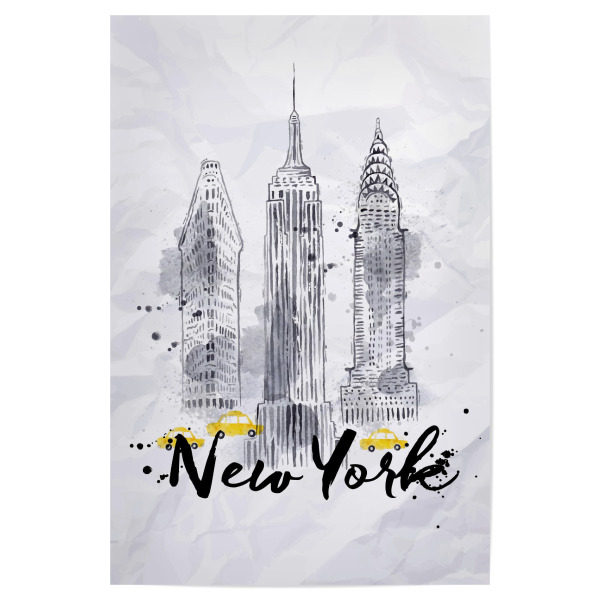 Poster "Aquarell New Yorker Wolkenkratzer" artboxONE - Städte / New York,Schwarzweiß