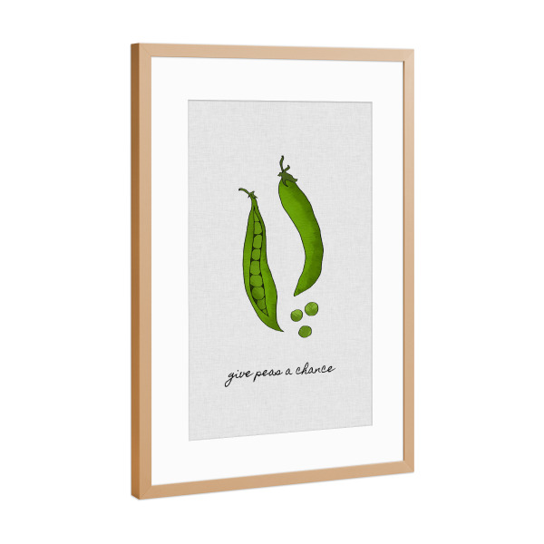 Poster mit Rahmen Kupfer "Give Peas a Chance" artboxONE - Typografie,Essen & Trinken,Musik,Lustig