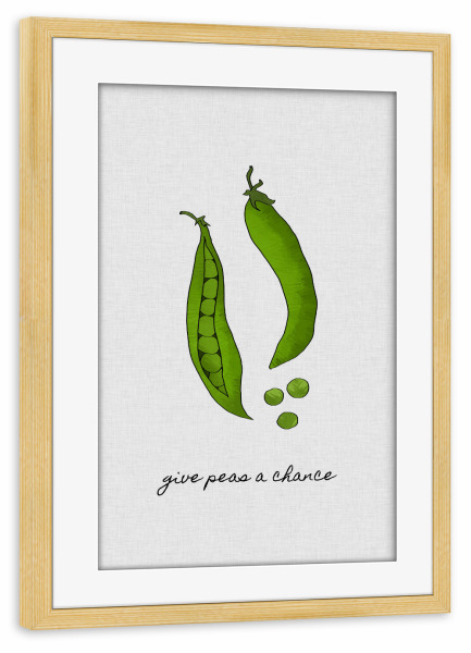Poster mit Rahmen kiefer "Give Peas a Chance" artboxONE - Typografie,Essen & Trinken,Musik,Lustig