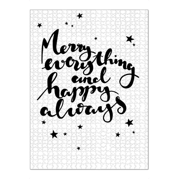 Puzzle Ravensburger "Merry everything" artboxONE - Typografie,Schwarzweiß,Weihnachten - Handschrift,Weihnachten,Advent,Heilig abend,Dezember