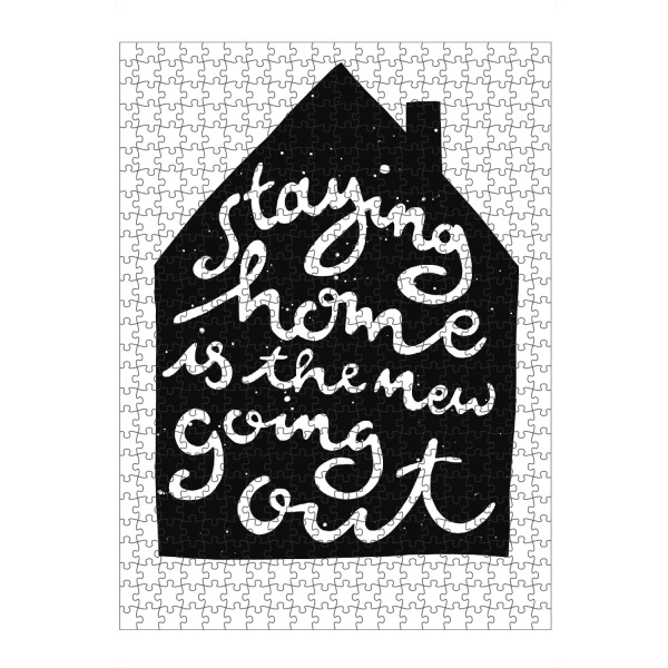 Puzzle Ravensburger "Staying home" artboxONE - Typografie,Schwarzweiß - Handaufbau,Haus,Ausgehen,Haus,Zuhause,Ausgehen,Typographie,Schwarzweiß
