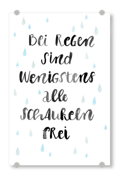 Acrylglasbild "Schaukeln im Regen" artboxONE - Typografie,Schwarzweiß - Regen,Schaukel,Typographie
