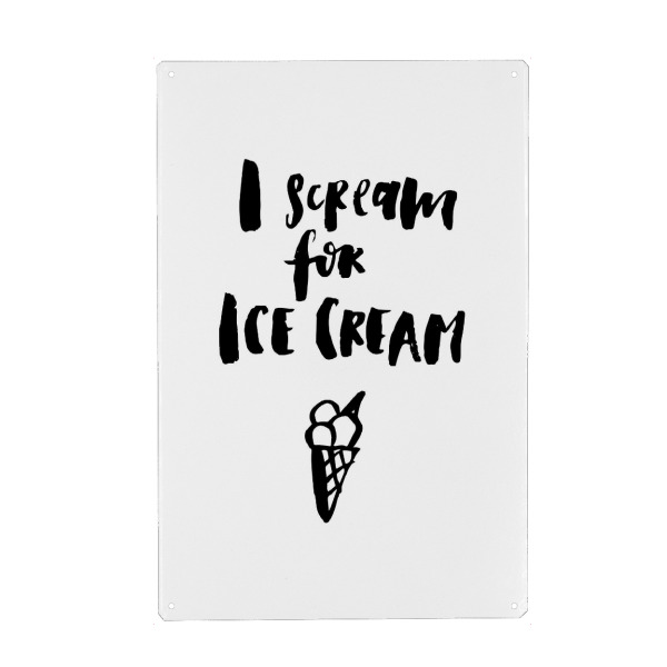 Metall Poster "I Scream For Ice Cream" artboxONE - Typografie,Essen & Trinken,Schwarzweiß