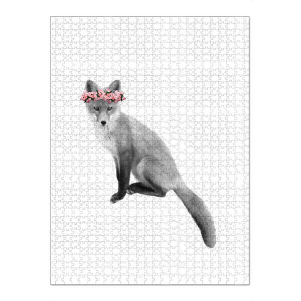 Puzzle Ravensburger "Dressy Fox" artboxONE - Floral,Tiere,Schwarzweiß