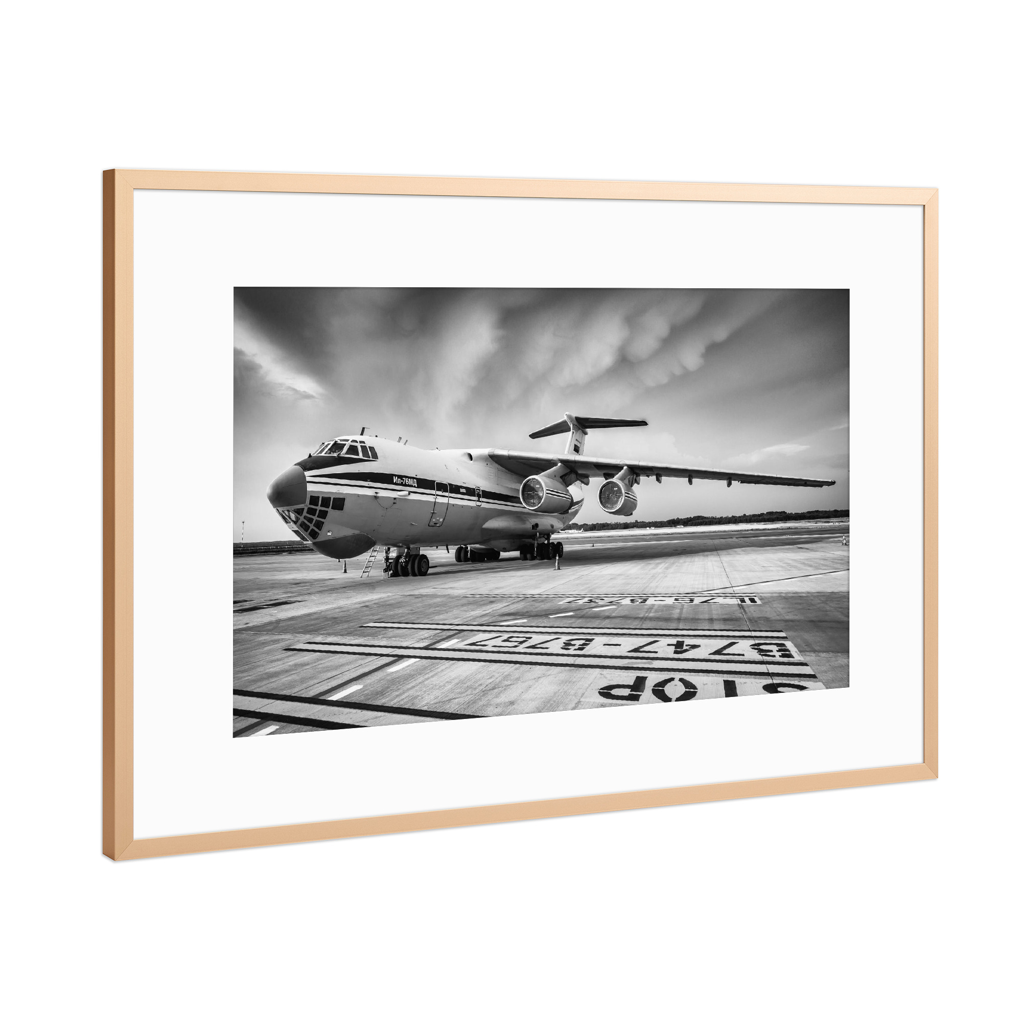 Poster mit Rahmen Kupfer "SILVER BIRD" artboxONE - Schwarzweiß,Retro
