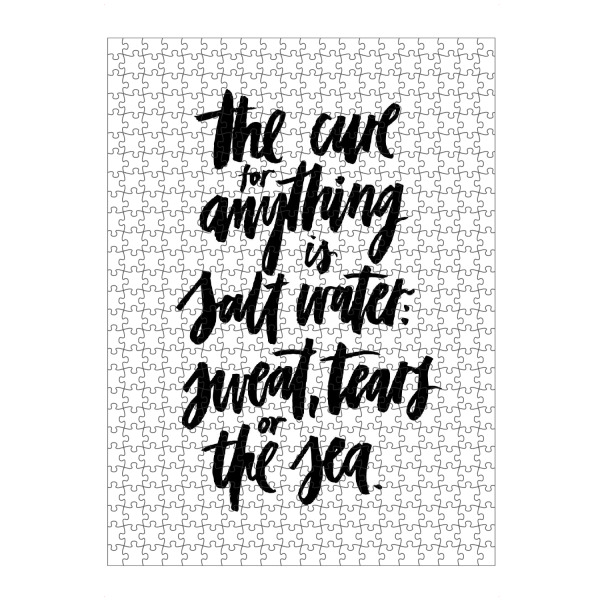 Puzzle Ravensburger "The Cure For Anything Is Salt Water" artboxONE - Typografie,Natur,Schwarzweiß,Reise / Strand und Meer,Sport
