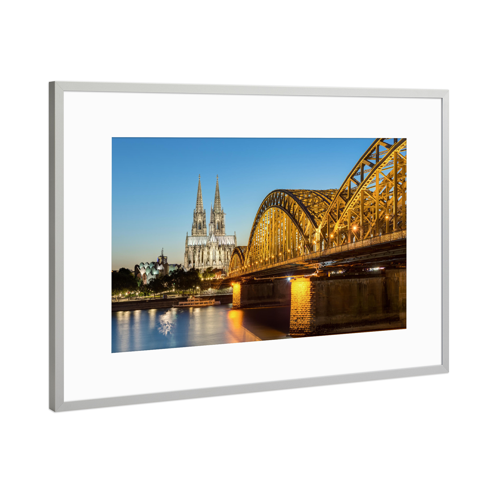 Poster mit Rahmen Silber "KÖLN AM ABEND" artboxONE - Städte,Städte / Köln,Reise,Architektur
