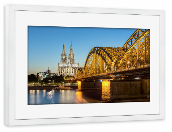 Poster mit Rahmen weiß "KÖLN AM ABEND" artboxONE - Städte,Städte / Köln,Reise,Architektur