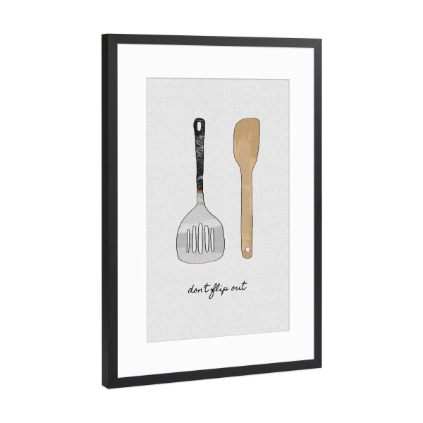 Poster mit Rahmen Schwarz (Metallic) "Don't Flip Out" artboxONE - Typografie,Essen & Trinken,Lustig