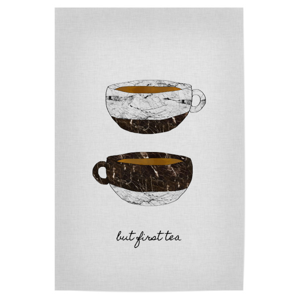Poster 30x20 cm "But First Tea 2" artboxONE - Typografie,Essen & Trinken,Marmor,Lustig