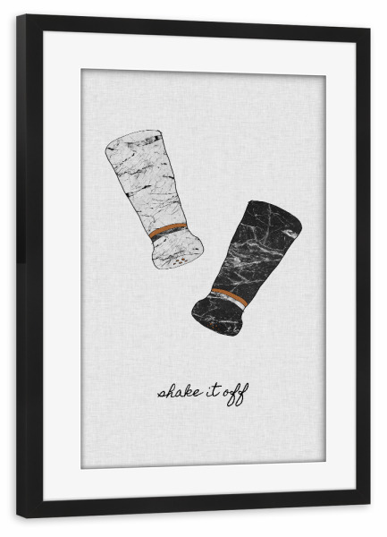 Poster mit Rahmen schwarz "Shake It Off" artboxONE - Typografie,Essen & Trinken,Schwarzweiß,Musik,Marmor