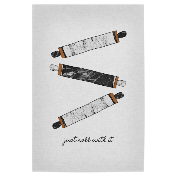Poster 30x20 cm "Just Roll With It" artboxONE - Typografie,Essen & Trinken,Für Mama,Für Papa,Männer,Marmor