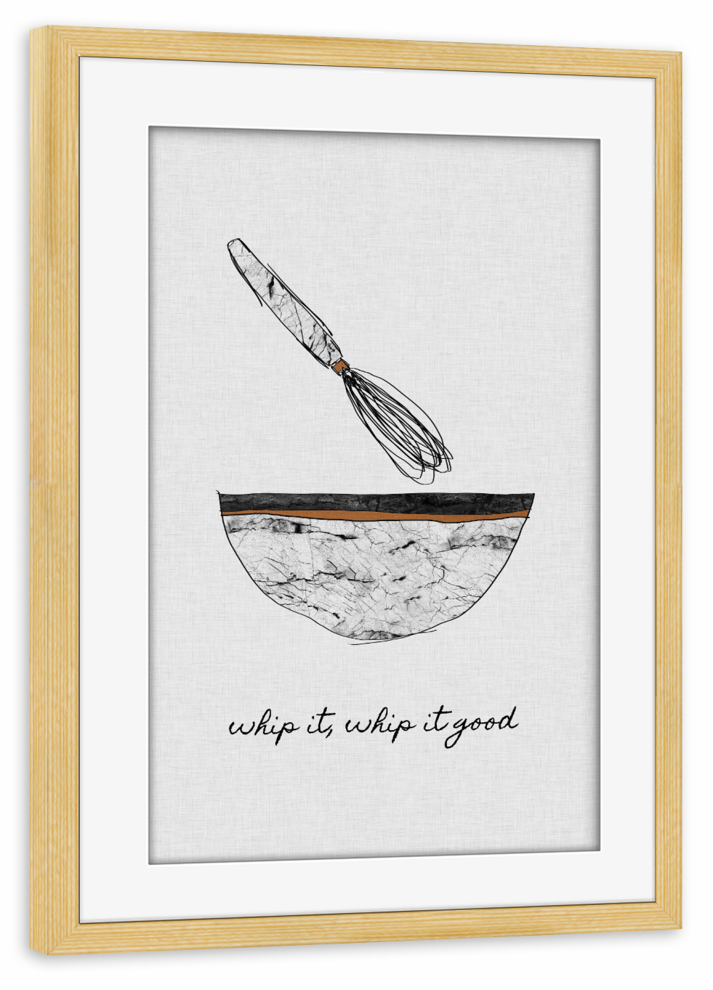 Poster mit Rahmen kiefer "Whip It, Whip it Good" artboxONE - Typografie,Essen & Trinken,Marmor,Lustig