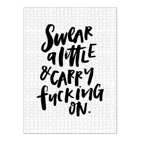 Puzzle Ravensburger "Swear A Little And Carry F***ing On" artboxONE - Typografie,Schwarzweiß