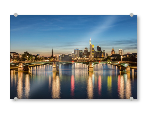 Acrylglasbild "Frankfurt Skyline und Ignatz-Bubis-Brücke" artboxONE - Reise,Architektur,Städte / Frankfurt