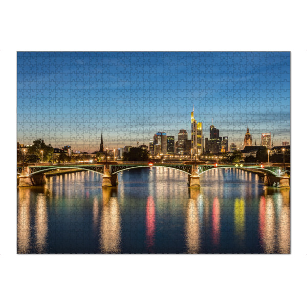 Puzzle Ravensburger "Frankfurt Skyline und Ignatz-Bubis-Brücke" artboxONE - Reise,Architektur,Städte / Frankfurt
