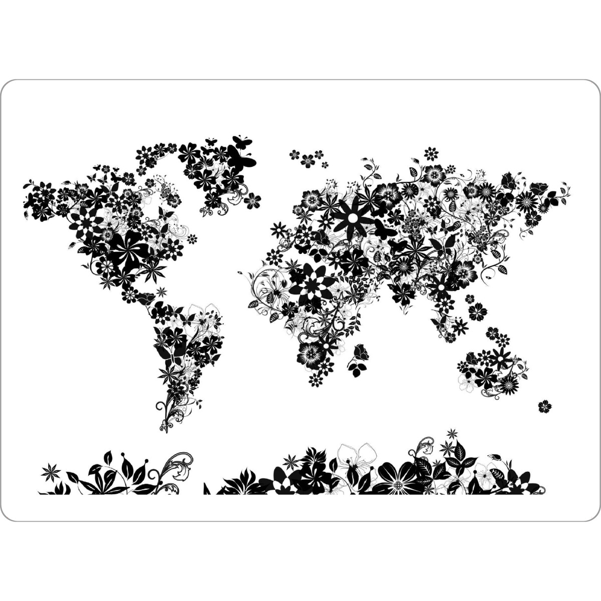 Tischset "World map floral 3" artboxONE - Floral,Abstrakt,Schwarzweiß,Kartografie